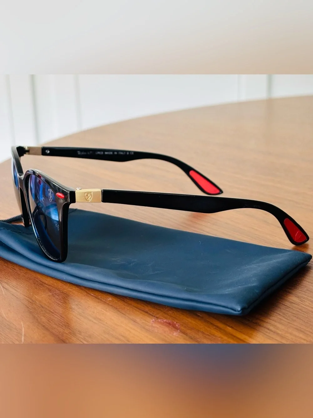 Ray-Ban x Scuderia Ferrari Black Frame, Blue Lens Sunglasses made in Italy